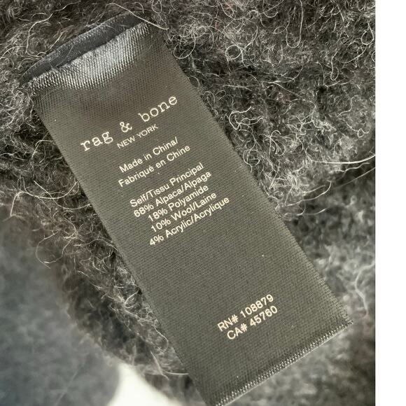 RAG & BONE Finlay Hoodie Sweater‎ In Charcoal - Picture 5 of 7